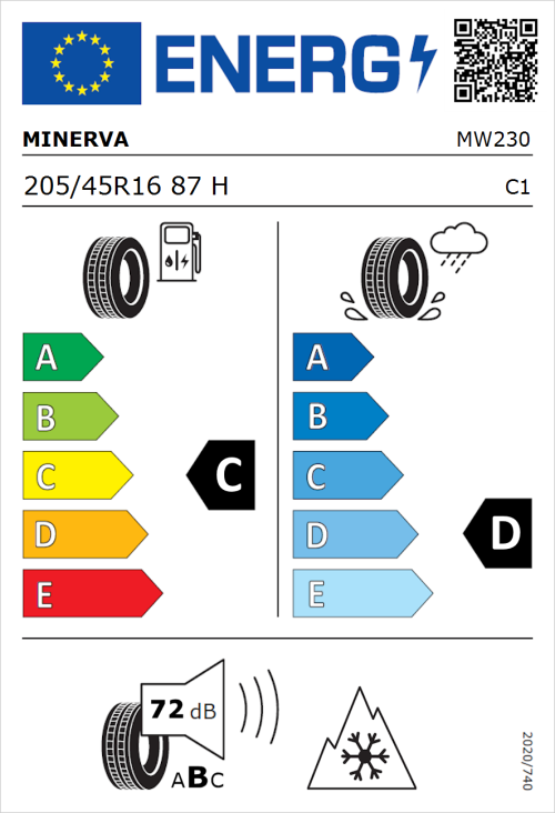 Tyre Label for Minerva S210 205/45R16 87H