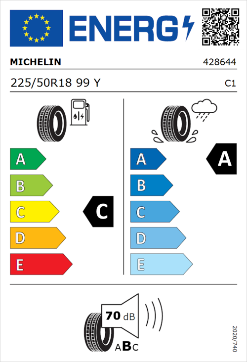 Tyre Label for Michelin Pilot Sport 4 225/50R18 99Y